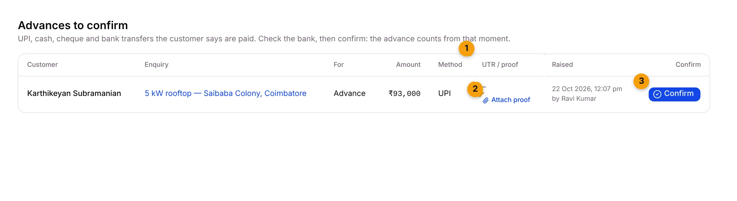 Advances to confirm with a UPI advance from Karthikeyan Subramanian