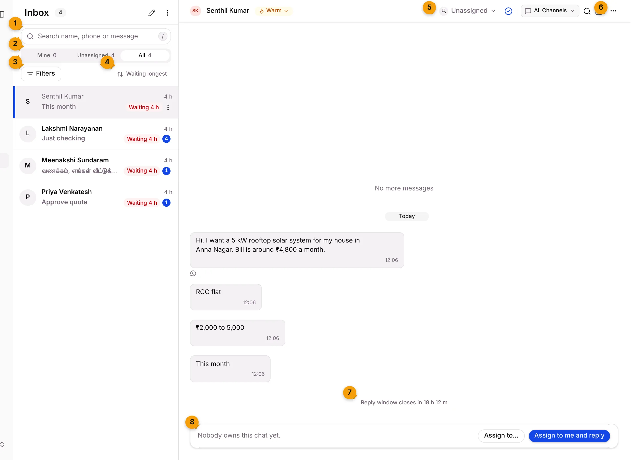 The Inbox with Senthil Kumar’s chat open