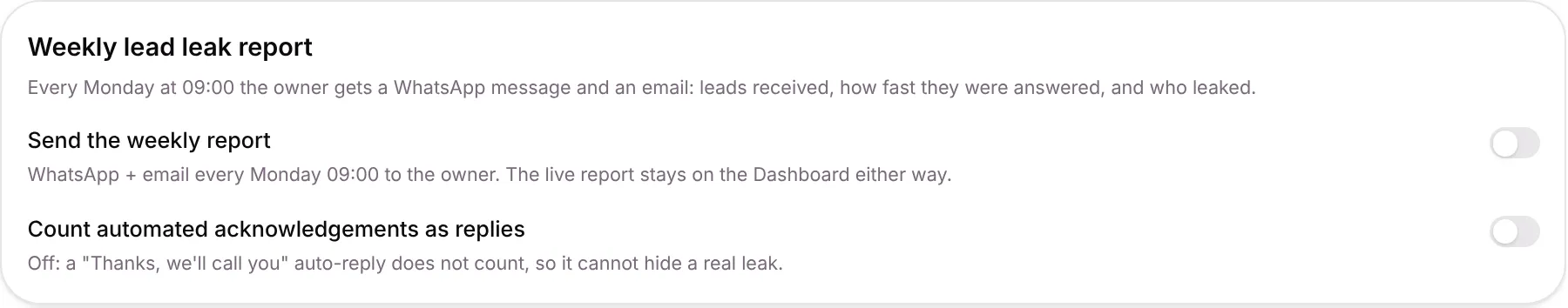 The Weekly lead leak report card