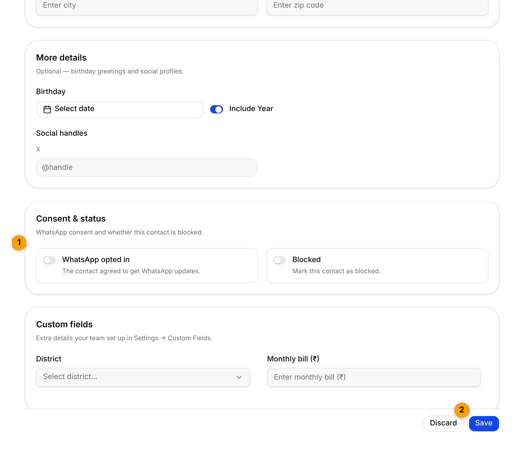 Consent & status switches and the Save button